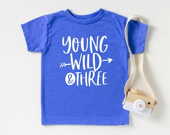 Young Wild and Three Boys 3rd Birthday Arrow Boho Shirt for Boys Third Birthday Outfit