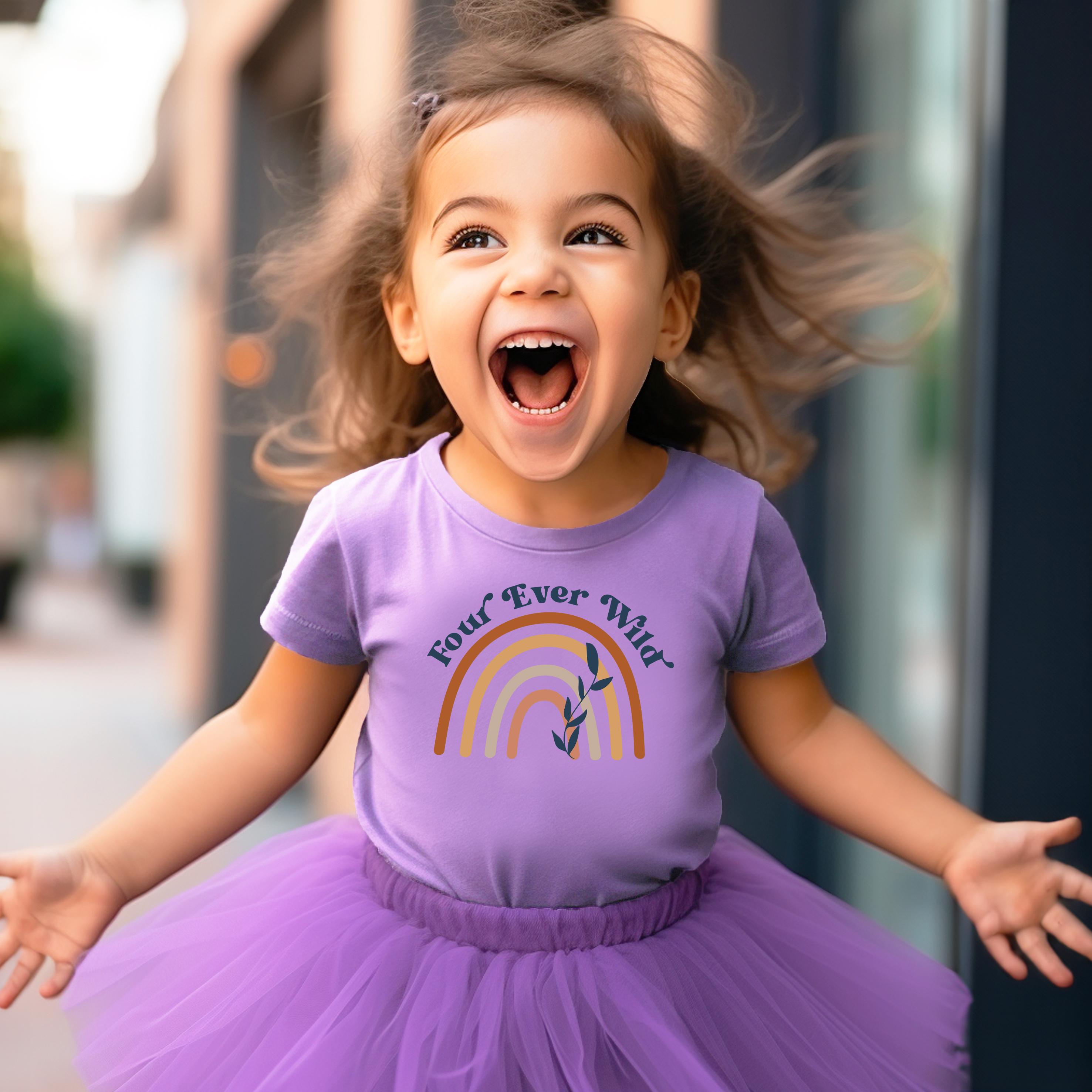 Blusa Morada Niña Camiseta Niños Lindo Arcoiris Y Nubes En Colores