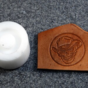 Embossing Stamp SKULL COWBOY #024, Leather, Tooling, Clicker Stamp, Delrin / Acetal, New image 2