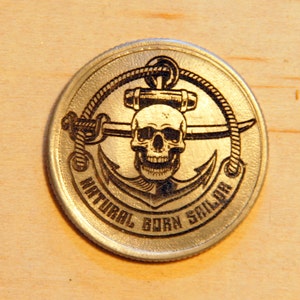 Engraved Hobo Nickel Coin (US Quarter) Natural Born Sailor, Lucky Charm Token, Sailing, Travel, Luck
