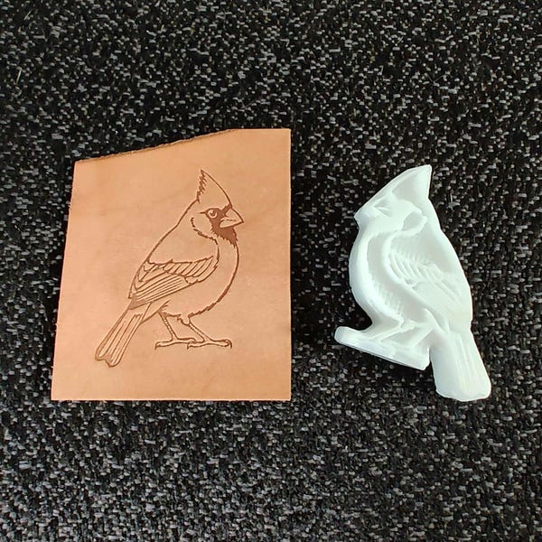 1" x 1.5" Cardinal Embossing Stamp,  Leather Tooling, Clicker Stamp, Delrin / Acetal, NEW