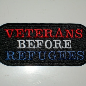 VETERANS BEFORE REFUGEES Biker Vest Motorcycle Patch, New for jacket, hat, vest