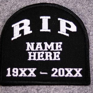 Customized IN MEMORY of Patch RIP Rest In Peace, Biker Vest Motorcycle Patch, Memorial, New for jacket, hat, vest