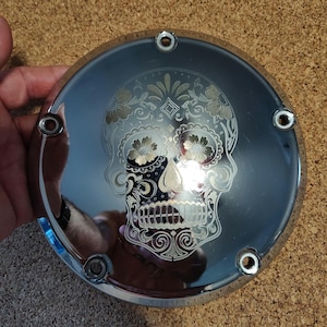 Sugar Skull Engraved Harley-Davidson 5 hole derby cover part# 60769-06