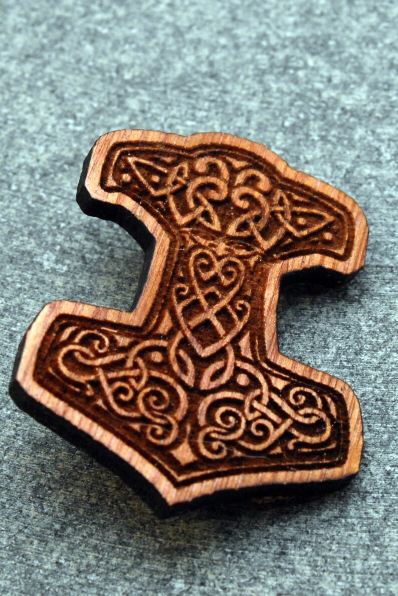 Celtic THORS HAMMER Brooch Pin Laser Engraved Wood NEW 126 - Etsy