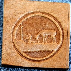 Embossing Stamp COWBOY AT CROSS #021, Leather, Tooling, Clicker Stamp, Delrin / Acetal, New