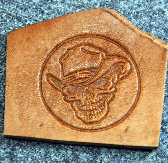 Embossing Stamp SKULL COWBOY #024, Leather, Tooling, Clicker Stamp, Delrin / Acetal, New