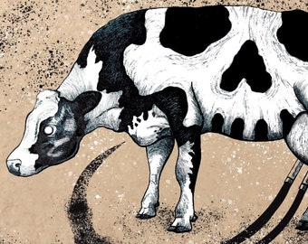 Vegan Art Digital Download PDF "Vicious Cycle" Dairy Cow