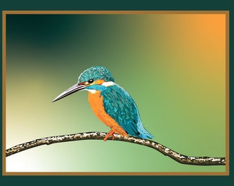 Kingfisher Digital Download Wall Art PDF 24 x 18 Poster Art
