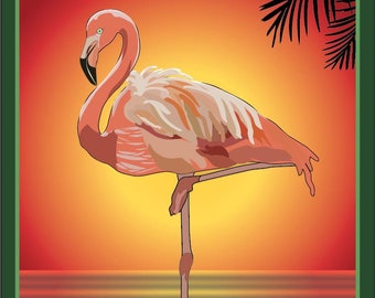 Flamingo Digital Download PDF Poster Wall Art