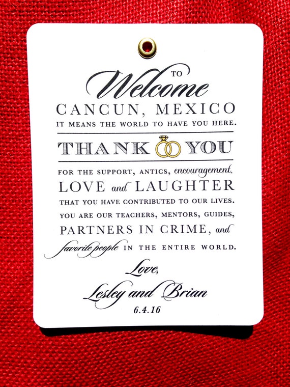 Wedding Gift Tags Thank You Tags Guest Bags Hotel Bags Etsy