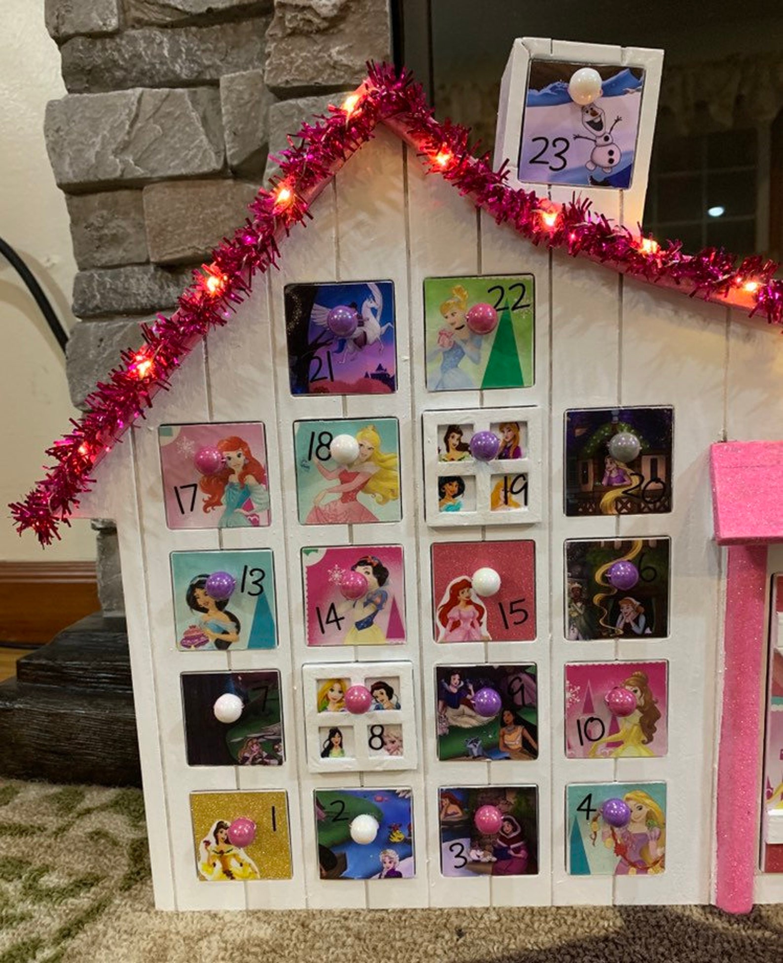 Wooden Advent Calendar/Disney Advent Calendar/Princess wooden Etsy