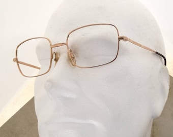 RECTANGULAR GOLDEN Glasses, Size 52 20, Prescription Glasses With Thin Temples, Made in France, Glasses for Large Faces