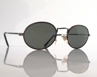HORIZANE Panto OVAL Sunglasses, Size 49 18, With Dark Gray Anti-Reflective Lenses, Metal Temples and Tortoiseshell Decor