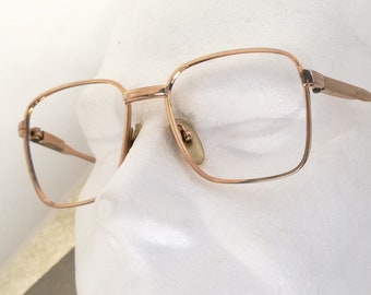 BOURGEOIS Lionel Eyeglasses, Size 50 15, Gold and Rectangular Glasses with Thin Spring Temples, Small Face, Frame France