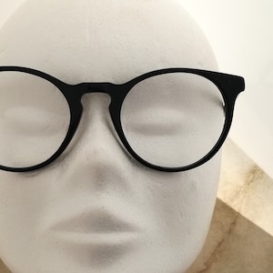 CLEARANCE PANTO Black Eyeglasses, 46 14, New NOS Glasses, Cat Eye Glasses with Keyhole Bridge