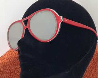 SKILOOK Ski Sunglasses, Size 58 16, Tricolor Aviator Sunglasses with Mirrored Lenses, Made in France 1970