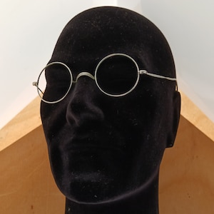 RARE Lunettes Anciennes RONDES, Taille 41 25, Lunettes en Métal 1900 à Branches Crochet Dites Oreilles Américaines, Lunettes Léger Antiques
