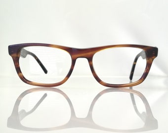 Afflelou Men's Evan Glasses, Size 52 17, 1950s Style Rectangular Glasses with Wide Temples, French Optician Glasses