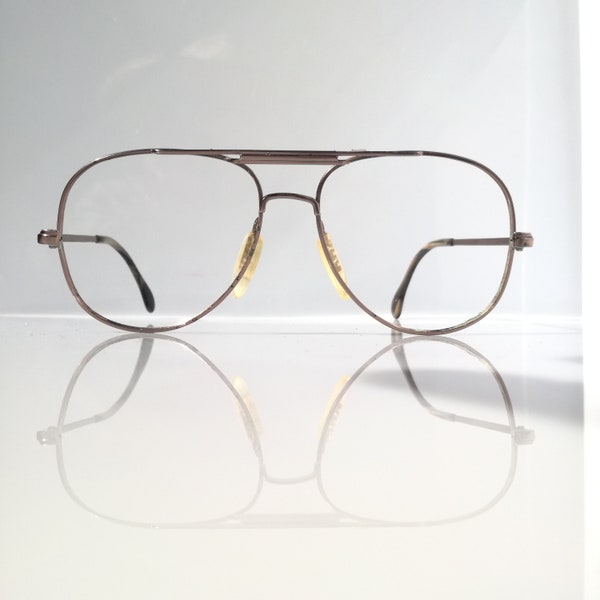 Aviator Glasses, Size 55 17, Copper Colored Metal Eyeglasses, Pilot Glasses