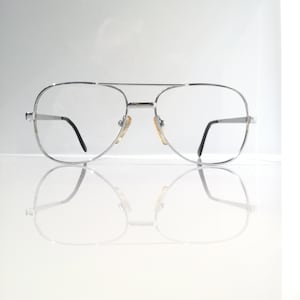 Aviator Glasses in Shiny Metal, Size 54 18, Pilot Glasses 1970