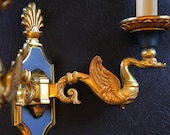 Wall lamps by Lucien Gau in Paris. EMPIRE style Appliques bronze aged gold, French vintage Golden Wall lamp