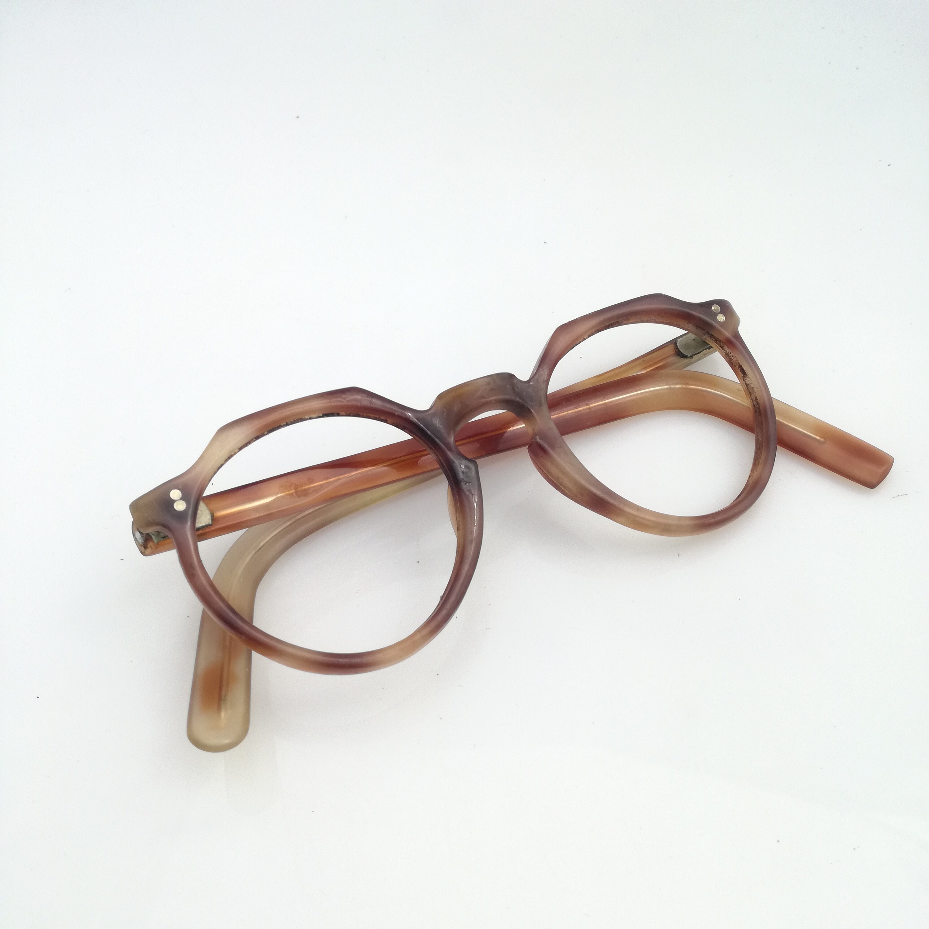 CLEARANCE CROWN PANTO Glasses, 42 17, Dark Amber Colored Glasses 