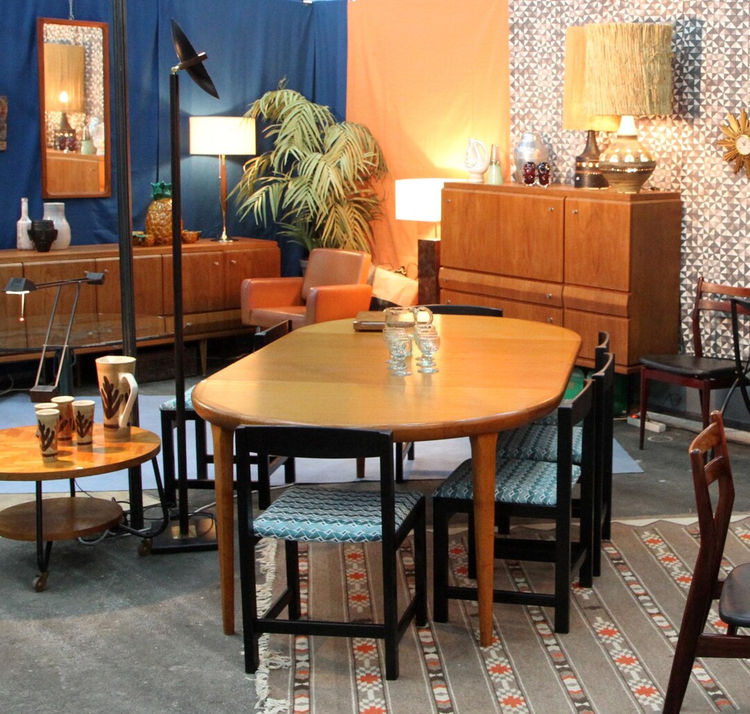 1960s Scandinavian Black and Blue Chairs Set of 6 by TIBRO in Etsy