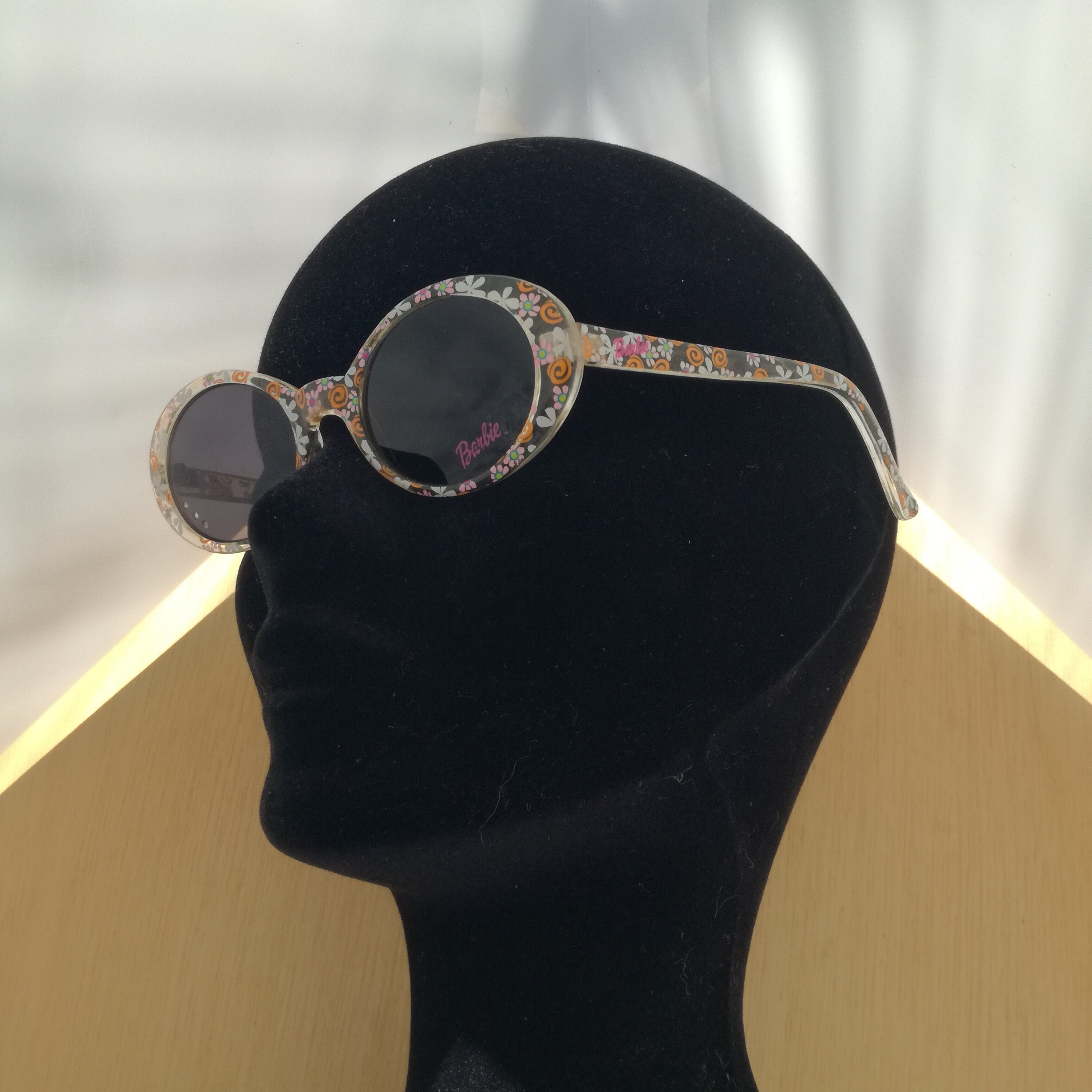 BARBIE Sunglasses, Size 45 15, Transparent and Flower Design 