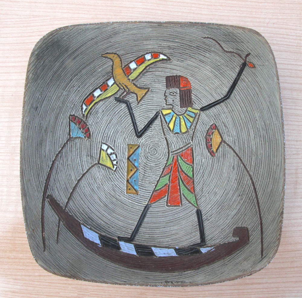 Corbeille Céramique Décor Épyptien Made in Italy Cadeau Noel Noel