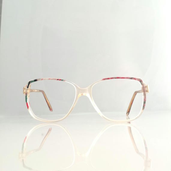 Monture De Lunettes De Vue Carrée Métal Vert Et Rouge - Occasion Comme Neuve