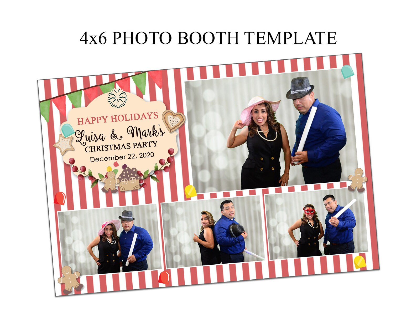 Photo Booth Template, 4x6 Photo Booth Template, Holiday Photo Booth ...