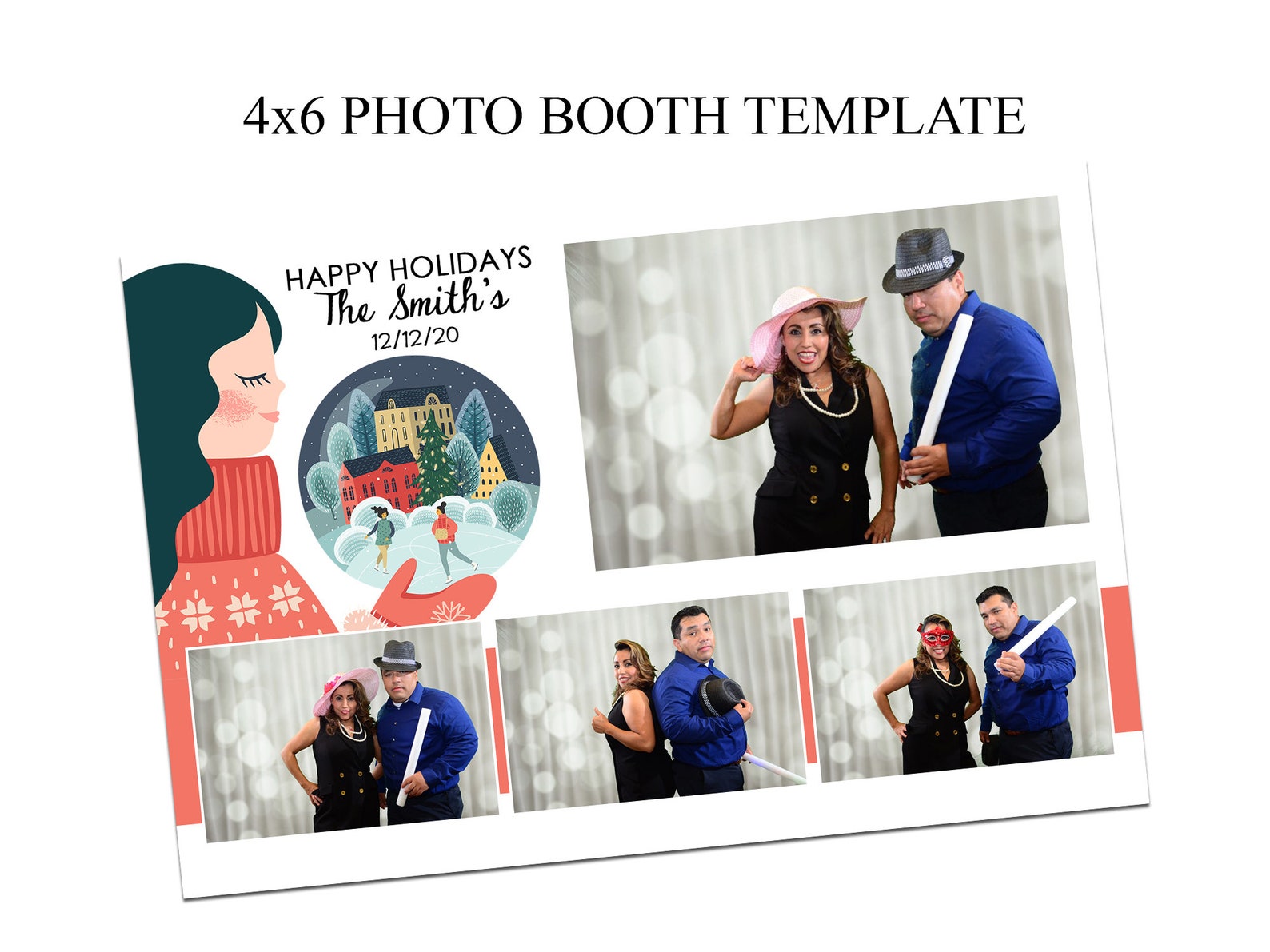 Photo Booth Template, 4x6 Photo Booth Template, Holiday Photo Booth ...
