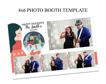 Photo booth template, 4x6 photo booth template, Holiday photo booth template, Christmas photo booth template, DSLR photo booth template