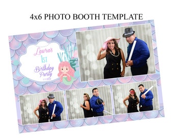 Photobooth Vorlage 10x15, Party Fotobooth Vorlage, Geburtstag Mermaid Fotobooth Vorlage