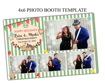 Photo booth template, 4x6 photo booth template, Holiday photo booth template, Christmas photo booth template