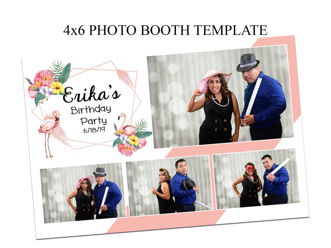 Photo Booth Template 4x6, Party Photo Booth Template, Tropical Photo ...