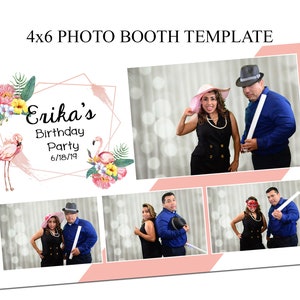 Photo Booth Template 4x6, Party Photo Booth Template, Tropical Photo ...