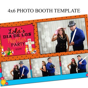 Photo booth template, 4x6 photo booth template, Dia De los Muertos photo booth