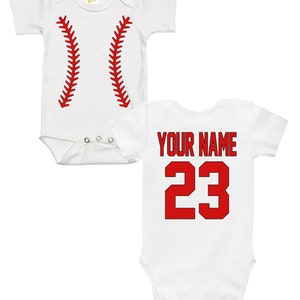 Baby Bodysuit Custom Personalized Baseball Jersey Bodysuit with the Name and Number of Your Choice image 2