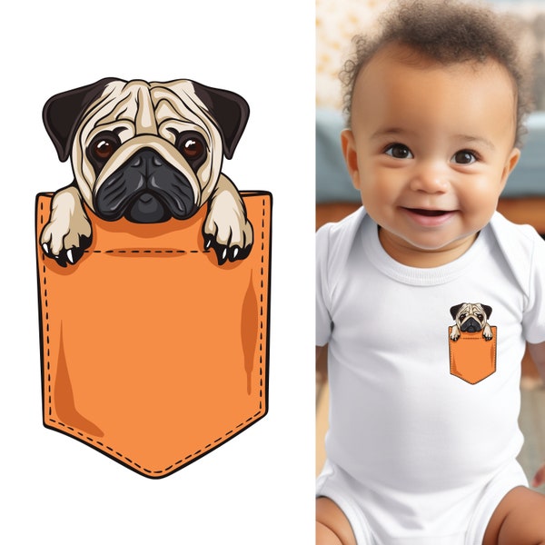 Baby Bodysuit - Pug Dog in the Pocket Baby Clothes for Infant Boys and Girls