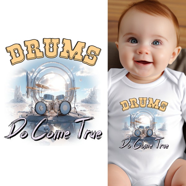 Baby Bodysuit - Drums Do Come True Short Sleeve Baby Clothes for Baby Boys and Baby Girls