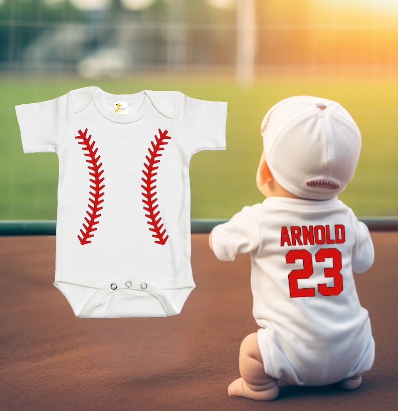Baby Bodysuit Custom Personalized Baseball Jersey Bodysuit with the Name and Number of Your Choice image 1
