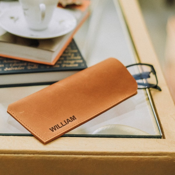 Leather glasses case, personalized reading glasses leather case, monogrammed soft leather case for glasses