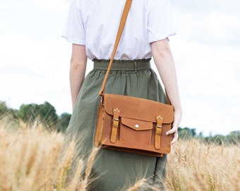 Personalized Leather Satchel Brown, Leather Laptop Bag, Leather Bag Women, Leather Satchel Gift