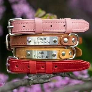 Leather Dog Collar, Personalized Leather Dog Collar, Custom Dog Collar, Engraved Leather Dog Collar