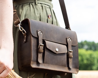 Leather Satchel, Brown Leather Purse, Satchel Leather Bag, Crossbody Bag Womens, Satchel Purse Leather Bag