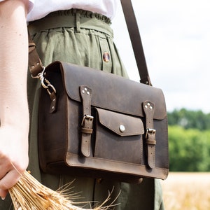 Leather Satchel, Brown Leather Purse, Satchel Leather Bag, Crossbody Bag Womens, Satchel Purse Leather Bag image 1