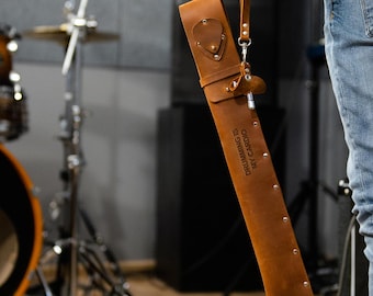 Estuche de cuero personalizado para baquetas: regalo hecho a mano para músicos
