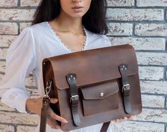 Leather Laptop Satchel Womens, Leather Satchel Bag, Leather Laptop Bag, Mothers gift, Womens Leather Briefcase